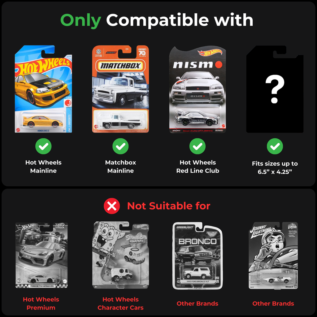 ONETHEKING Mainline Card Protector Cases for Hot Wheels and Matchbox